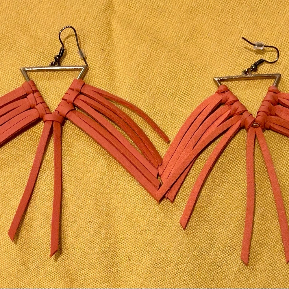 Plunder Boho Triangle Fringe Earrings 4”